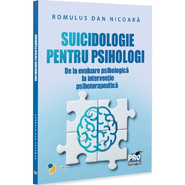 Suicidologia pentru psihologi De la evaluare psihologic&259; la interven&539;ie psihoterapeutic&259;&nbsp;este un volum dedicat uneia dintre cele mai sensibile &537;i complexe zone ale practicii clinice &icirc;nt&acirc;lnirea cu suferin&539;a psihic&259; extrem&259; &537;i cu riscul suicidar&nbsp;Lucrarea ofer&259; un cadru riguros &537;i aplicat pentru &icirc;n&539;elegerea comportamentului suicidar integr&acirc;nd perspective teoretice 