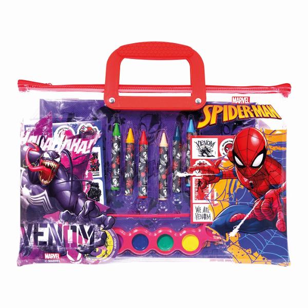 Luati gentuta cu voi la plimbari in masina in calatorii si pictati scene frumoase din viata eroului vostru preferat in blocul de desen Spider-Man folosind creioanele colorate si amestecand acuarelele dupa cum doriti Eroii vostri preferati vor arata acum reali Daca doriti sa va faceti creatiile si mai impresionante adaugati autocolante precum si diverse alte modele cu eroul vostru preferat