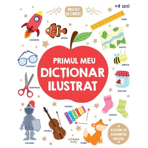 Cu ajutorul seriei &bdquo;&Icirc;nv&259;&539; &537;i cresc&ldquo; copiii &icirc;nva&539;&259; cuvinte noi prin jocAcest dic&539;ionar frumos ilustrat este perfect pentru biblioteca fiec&259;rui mic &537;colar No&539;iunile sunt definite clar prin propozi&539;ii simple &537;i ilustra&539;ii potrivite Pe l&acirc;ng&259; alfabet la final o s&259; g&259;se&537;ti &537;i perechi de cuvinte opuse sau cuvinte care rimeaz&259; Distrac&539;ia e garantat&259;
