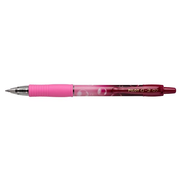 Roller cu gel Pilot G2 Bubble 07 mm - corp colorat si cerneala albastraDesign colorat &537;i la mod&259;Cufund&259;-te &icirc;n lumea G-2 Bubble unde fiecare pix are un design viu colorat &icirc;mbog&259;&539;it cu motive unice de tip &bdquo;bubble&rdquo; Aceast&259; edi&539;ie limitat&259; &icirc;mbin&259; stilul &537;i creativitatea ad&259;ug&acirc;nd o not&259; de prospe&539;ime fiec&259;rui moment de scrisDisponibil&259; 