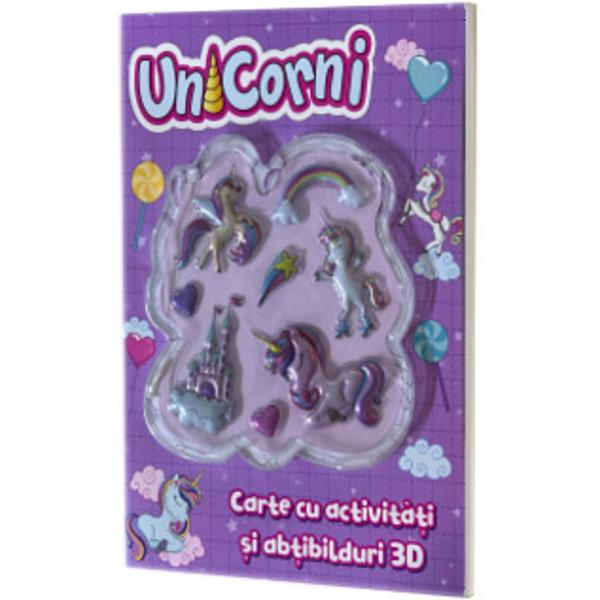 Carte cu activitati si abtibilduri 3DIntra in lumea unicornilor plina de culoare magie si prieteni stralucitori pentru ore intregi de distractie