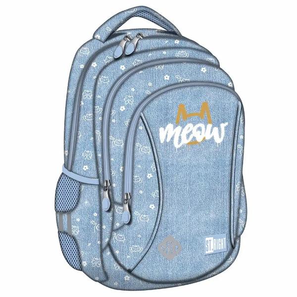 Ghiozdanul Majewski ST Right BP26 din colectia grafica Meow Mood este un model scolar compact conceput pentru organizarea zilnica a rechizitelor si a accesoriilor Este potrivit pentru utilizare de zi cu zi si ofera compartimentare practicaPentru confort si siguranta ghiozdanul are spate profilat ergonomic si respirabil bretele moi reglabile si elemente reflectorizante Materialul impermeabil si baza intarita cu spuma si picioruse de protectie contribuie la o utilizare 