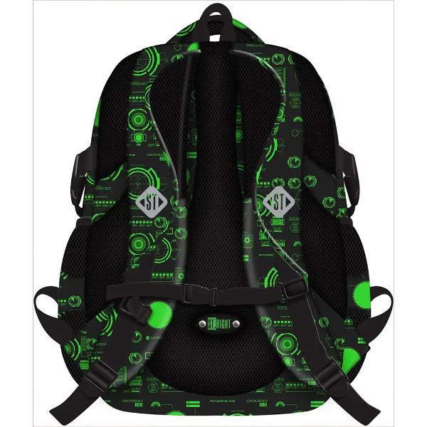 Ghiozdanul ST Right BP04 din colectia grafica Tech Vision este conceput pentru utilizare scolara zilnica cu un volum generos si o organizare eficienta Cele 4 compartimente si buzunarele suplimentare ajuta la aranjarea ordonata a rechizitelor si accesoriilorPentru confort si siguranta are spate profilat ergonomic si respirabil bretele reglabile si curea de piept Materialul impermeabil baza intarita si elementele reflectorizante completeaza un design practic 