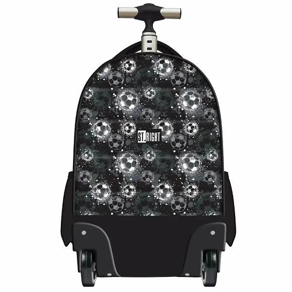 Trollerul STRIGHT TB01 din colectia grafica Silver Goal este un model pe roti conceput pentru transport comod atunci cand ai nevoie de o capacitate mai mare Are 4 compartimente si un interior bine organizat inclusiv spatiu separat pentru laptop si tabletaEste echipat cu maner telescopic reglabil roti rezistente cu rulare usoara si detalii pentru siguranta si confort in utilizare precum elemente reflectorizante si material impermeabil4 