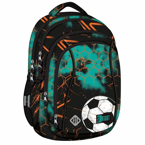 Ghiozdanul Majewski ST Right BP04 din colectia grafica Turbo Kick este conceput pentru utilizare scolara zilnica avand 4 compartimente si un volum generos pentru organizarea eficienta a rechizitelor si accesoriilorOfera confort la purtare prin spatele profilat si bretelele reglabile iar pentru siguranta si durabilitate include elemente reflectorizante baza intarita si material impermeabil4 compartimente2 buzunare laterale 