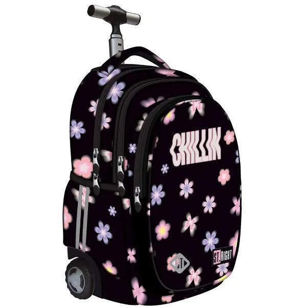 Trollerul ST Right TB01 din colectia grafica Flower Mood este un model pe roti conceput pentru transport comod atunci cand ghiozdanul devine prea greu Are 4 compartimente si un sistem de transport adaptat pentru greutate mai mare potrivit pentru utilizare zilnicaInclude compartiment suplimentar pentru laptop si tableta organizator interior cu suport pentru chei si buzunar interior cu fermoar pentru incarcatoare Pentru confort si siguranta are roti cu rulare usoara maner 