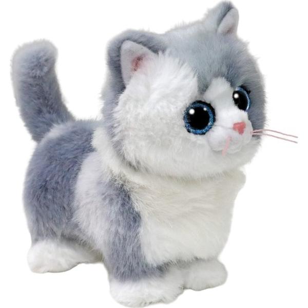 Jucarie de plus TY Beanie Boos - FURLEY pisicuta alb cu gri 15 cm TY 37411