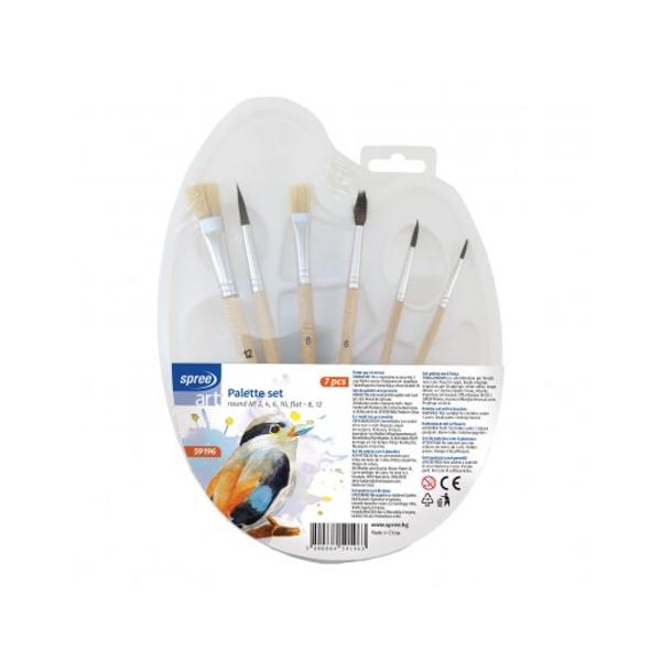 Set Paleta Pictura din Plastic 17x23cm cu 6 Pensule Incluse &ndash; Set Complet pentru Artisti si Mici CreativiPregateste-te sa dai viata celor mai colorate idei Setul pentru pictura este instrumentul ideal pentru orele de educatie plastica atelierele de arta sau momentele de relaxare de acasa Format dintr-o paleta spatioasa din plastic si un mix versatil de 6 pensule 2 tesite si 4 rotunde acest set complet ofera tot suportul necesar pentru a amesteca si aplica 