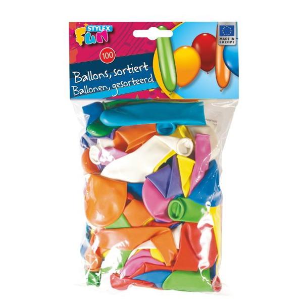 Set 100 baloane culori diverse si forme diverse