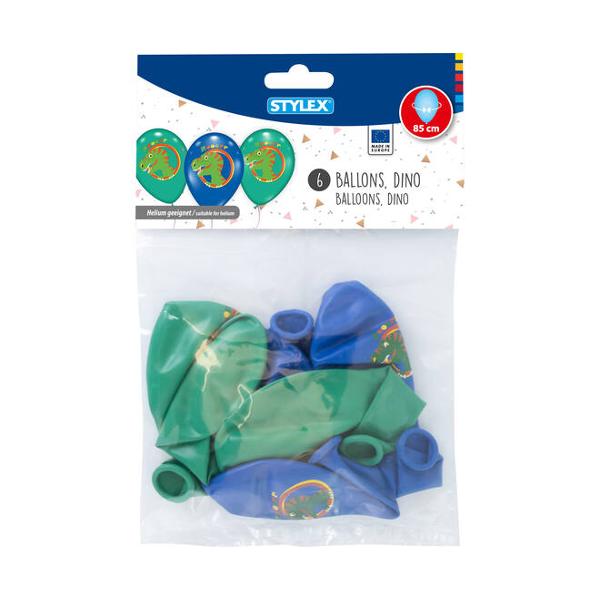 Baloane dinozauri 6 buc&259;&539;i circumferin&539;&259; 85 cm 2 culori asortate potrivite pentru heliu