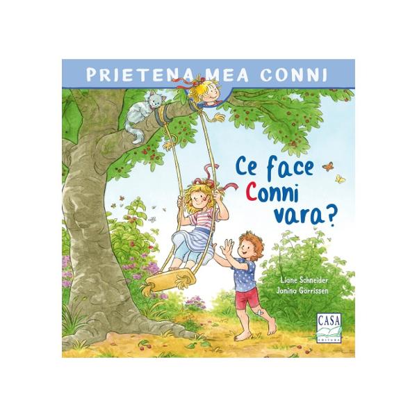Conni este &icirc;nc&acirc;ntat&259; &Icirc;n sf&acirc;r&537;it a venit vara Acum poate merge descul&539;&259; se poate b&259;l&259;ci &icirc;n ap&259; se poate plimba cuhidrobicicleta cu mama &537;i tata poate m&acirc;nca &icirc;nghe&539;at&259; &537;i se poate juca afar&259; tot timpul Vara este at&acirc;t de minunat&259;