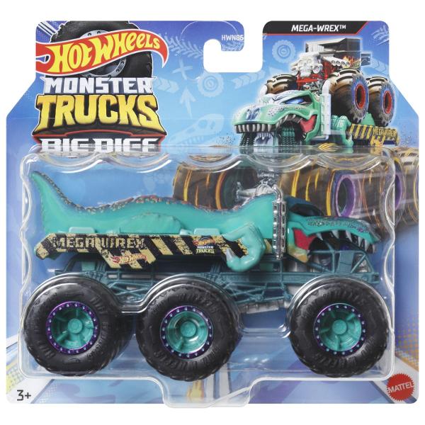 Fiecare camion turnat sub presiune surprinde cu stilul si personalitatea unui personaj sau a unei creaturi populare Monster Truck la scara 164 Porneste in aventuri cu camioanele Hot Wheels Monster Trucks Big Rigs Fiecare vehicul la scara 164 transmite personalitatea popularelor creaturi Monster Truck cu decalcomanii atragatoare pe care fanii le adora Copiii pot transporta vehicule suplimentare la scara 164 pe platforma sau cu carligul de remorcare de pe Big Rig  Acest pachet contine 