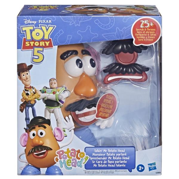 DISNEY TOY STORY 5 DOMNUL CAP DE CARTOF VORBITOR este o jucarie interactiva inspirata din universul Disney Pixar Toy Story creata pentru joaca amuzanta si plina de imaginatie Personajul are peste 25 de sunete si fraze care se activeaza prin apasare oferind copiilor o experienta dinamica si distractiva Jucaria include corpul Domnului Cap de Cartof si accesorii detasabile pe care copilul le poate monta si combina pentru a crea expresii diferite Ochii nasul mustata gura urechile 