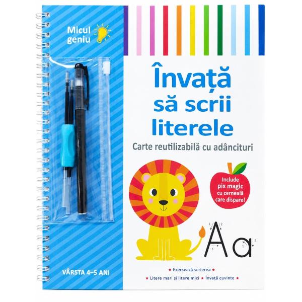 &Icirc;nva&539;&259; s&259; scrii literele &ndash; Carte reutilizabil&259; cu ad&acirc;ncituri pix magic &537;i cerneal&259; care dispare  4-5 aniAjut&259;-l pe cel mic s&259; &icirc;nve&539;e alfabetul &icirc;ntr-un mod distractiv &537;i eficient cu aceast&259;&nbsp;strong 