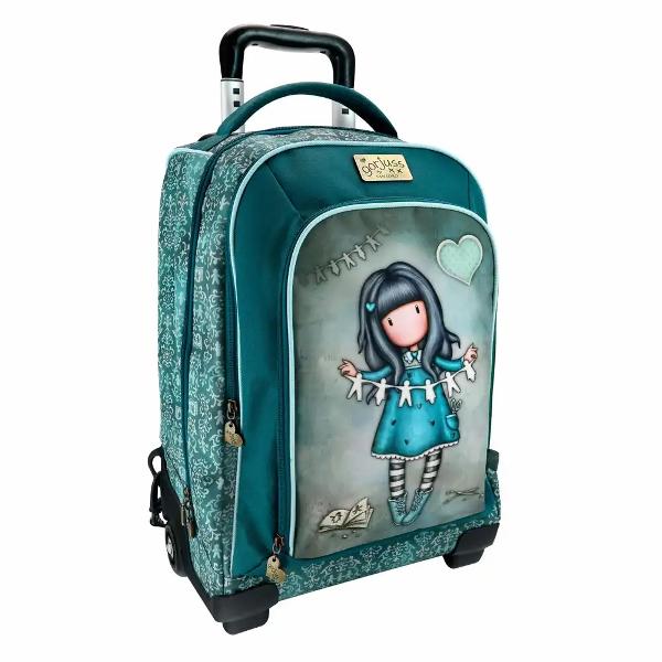 Ghiozdan troller I Found my Family in a Book 34 x 46 x 22 cm poliester Indiferent daca mergi la scoala sau intr-o aventura ghiozdanul troller versatil I Found my Family in a Book este gandit pentru a-ti face transportul mai usor Se transforma rapid din rucsac in troller fiind potrivit atat pentru carti cat si pentru calatoriiDetaliile precum placuta metalica cu logo modelul repetitiv si fermoarele cu tragatoare in forma de inima adauga un plus de stil in fiecare 