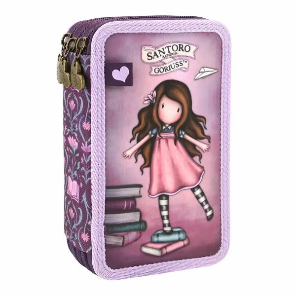 Penar triplu echipat Gorjuss New Heights 3 compartimente 125 x 215 x 65 cm poliester Penarul triplu echipat Gorjuss New Heights imbina stilul clasic Gorjuss cu utilitatea de care ai nevoie la scoala Are un model repetitiv elegant si fermoare cu tragatoare in forma de inima oferind o organizare practica a rechizitelorInclude o selectie de instrumente esentiale pentru activitatile zilnice de la scris si colorat pana la masurare pentru un plus de eficienta in 