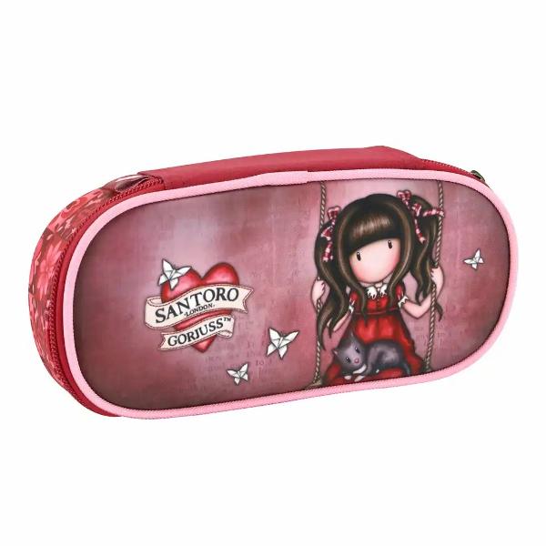 Penar Gorjuss Ruby cu fermoar 23 x 10 x 6 cm poliester Penarul Gorjuss Ruby este un accesoriu practic pentru scoala conceput pentru a pastra instrumentele de scris organizate si in siguranta Compartimentul principal cu fermoar se inchide complet iar buzunarul interior din plasa cu fermoar ofera acces rapid la obiectele miciDesignul este completat de un cursor de fermoar in forma de inima inspirat de personajele clasice GorjussTip penar cu inchidere 
