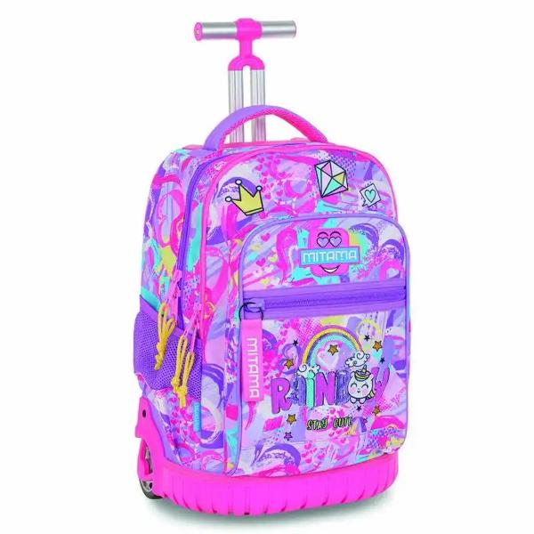 Ghiozdan troller MAXI RUN Rainbow 33 L 37 x 27 x 47 cm Ghiozdanul troller MAXI RUN Rainbow este conceput pentru transport usor si organizare eficienta cu un design original si logo amuzant cauciucat Constructia super rezistenta si manevrabilitatea confortabila il fac potrivit pentru utilizare zilnicaEste prevazut cu roti mari din cauciuc care ajuta la atenuarea denivelarilor in timpul deplasarii si cu bretele retractabile cu eliberare rapida pentru a-l purta si in 