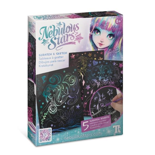 5 plan&537;e Scratch & Sketch&nbsp;cu ilustra&539;ii tematice Nebulous Stars2&nbsp;unelte speciale de r&259;zuit&nbsp;&ndash; perfecte pentru detalii fine &537;i linii artistice&536;ablon cu forme decorative&nbsp;&ndash; pentru a ad&259;uga simboluri &537;i accente unice fiec&259;rei 