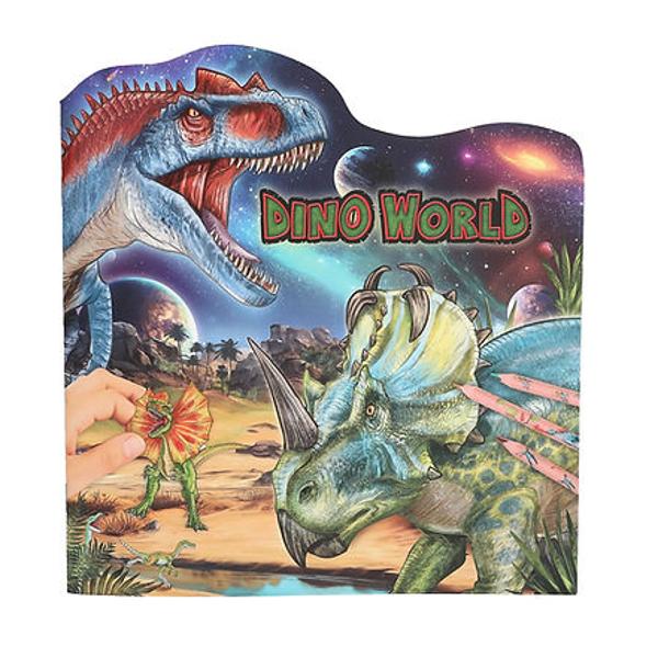 Distractie de colorat dinozaur din Dino World In stil galaxie 21 de pagini cu motive de dinozaur asteapta sa fie colorate In aceasta carte de colorat cu decupaje figurative De asemenea este inclus o pagina dubla cu autocolante
