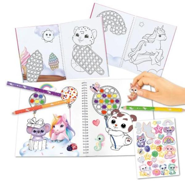 Cartea de colorat a lui Ylvi cu 36 de pagini de colorat si stickereModele dragute de unicorni si creaturi magiceJucarie popper colorata in forma de unicorn pe copertaplus 1 StickerbogenDistractie cu unicorni Cartea de colorat a lui Ylvi prezinta pe coperta un popper colorat in forma de unicorn Iar formele popperilor apar iar si iar pe parcursul celor 36 de pagini de imagini de colorat dragute De asemenea include o foaie cu stickere 