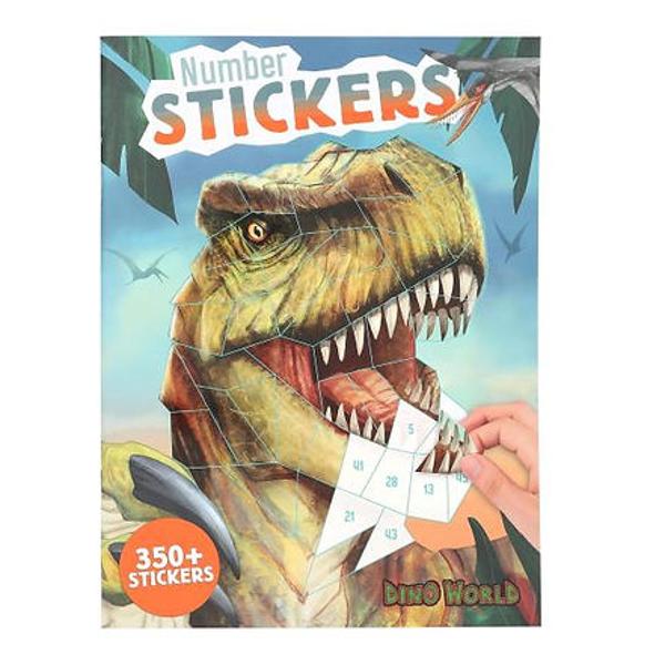 Pictura dupa numere Mult mai bine autocolant dupa numere Aceasta carte de autocolante de la Dino World are 16 pagini si 8 pagini de autocolante Fiecare model este Impartit In foarte multe campuri si fiecare camp are un numar Acum trebuie sa gasiti autocolantul potrivit care este marcat si cu acest numar Pentru opera de arta dino