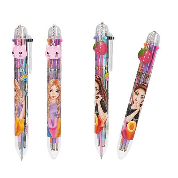 1 stilou 6 culori Pixul cu gel TOPModel scrie In negru rosu portocaliu violet roz si albastru In functie de ce plumb este Impins In jos Doua modele cu litere FUN motiv model si pandantiv pisica si cu litere JOY motiv model si pandantiv cu capsuni