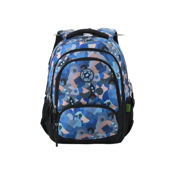 Ghiozdan ECADA 41 cm &ndash; model albastru 41 &times; 31 &times; 16 cm compartimentatGhiozdanul ECADA de 41 cm este alegerea ideal&259; pentru elevi oferind un echilibru perfect &icirc;ntre design modern spa&539;iu de depozitare &537;i confort &icirc;n utilizare Modelul cu imprimeu &icirc;n nuan&539;e de albastru este atractiv &537;i potrivit pentru &537;coal&259; 