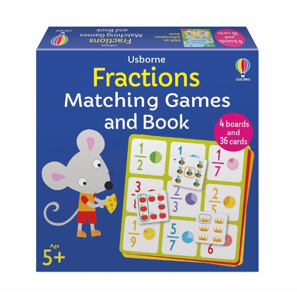 Fractions can be fun with these entertaining memory games for 2-5 players - theyre packed full of bright appealing illustrations that will help children visualise fractions deepening their understanding The pack contains 4 bingo boards 36 cards and a book Children can read the book to find out about fractions then practise by playing two different games using the boards and cards The game instructions are at the back of the book