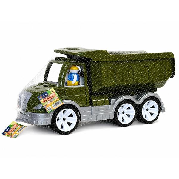 Basculanta militara &bdquoMati&rdquo este o masina de jucarie mare si rezistenta creata pentru copiii pasionati de vehicule militare Modelul este echipat cu o bena incapatoare si rabatabila ideala pentru transportul nisipului pietricelelor cuburilor si al altor jucarii oferind ore intregi de joaca distractiva Cabina deschisa permite amplasarea a doua figurine  sofer si pasager Jucaria este fabricata din plastic rezistent si sigur fiind potrivita pentru joaca acasa in curte sau 