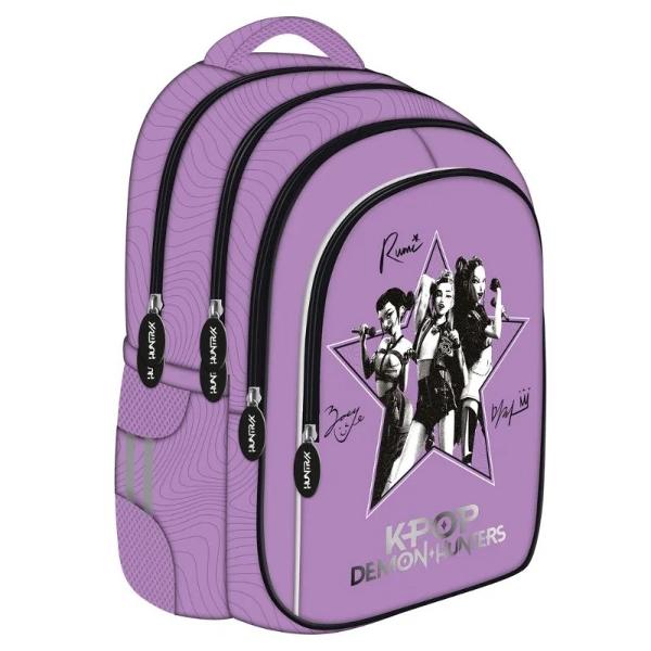 Rucsac Scolar 4 Compartimente BPL-60 Pop Demon Hunters Liliac 305443Specificatii 43x32x21 cm 4 compartimente spate ergonomic Air Flow material poliester impermeabil&bull; &65533;&65533; Dimensiuni 43 x 32 x 21 cm&bull; &65533;&65533; Compartimente 4 principale  2 buzunare laterale din plasa elastica  organizer interior cu buzunare sloturi pixuri si breloc detasabil&bull; &65533;&65533; Compartiment protejat zona captusita pentru 