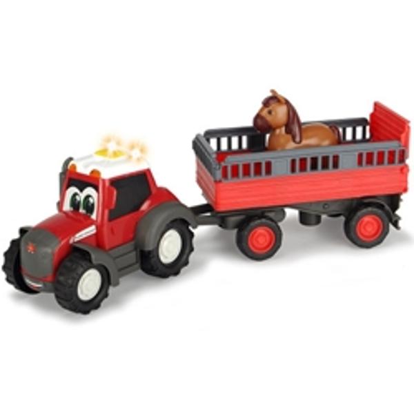 CaracteristiciTractor Happy Ferguson cu remorca este un set agricol din plastic cu o lungime de 31 cm perfect pentru copiii mai miciCu siguranta va incanta toti iubitorii de masini agricolePrevazut cu sunete si luminiAre elemente mobile si remorca detasabilaInclude o figurina calFunctioneaza cu 2 baterii LR44 de 15V incluse Lungime tractor cu 