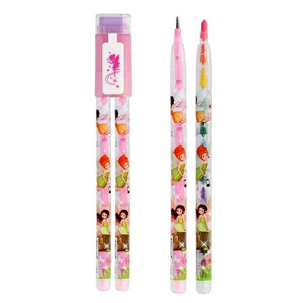 Set 3 in 1- creion cu capuri schimbabile - creion&nbsp;colorat cu 8 culori suprapuse &nbsp;- capac cu radiera inclusa&nbsp;