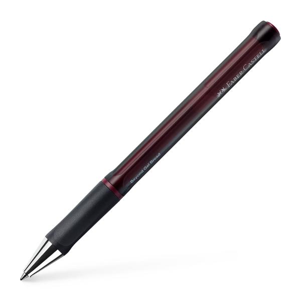 Pix cu gel 1mm Beyond Faber-Castell Zona de prindere cauciucata pentru scriere confortabila Corp transparent pentru verificarea rapida a nivelului de cerneala Varf de 1mm cu linia de scriere de 06mm Cerneala de culoare rosie rezistenta la documente Clips metalic durabil si flexibil Realizat din 74 plastic reciclat Reincarcabil