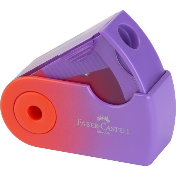 Ascutitoare plastic simpla sleeve mini gama Flow de la Faber-Castell Container pentru reziduuri Forma ergonomica pentru ascutire usoara Surub de siguranta Pentru creioane grafit si colorate standard Culori in trei nuante cu efect gradientAtentie Pretul afisat este per bucata Nu se poate alege culoarea