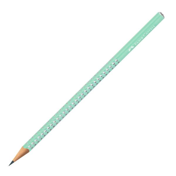 Creion grafit din gama Sparkle de la Faber-Castell Noile culori Aurora cu vopsea in culori perlate si puncte stralucitoare Capat rotunjit stralucitor Forma triunghiulara ergonomica Mina de tarie B rezistenta la rupere datorita procesului special de lipire Lemn certificat FSC provenit din silvicutura sustenabila