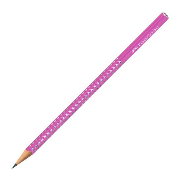 Creion grafit din gama Sparkle de la Faber-Castell Noile culori Aurora cu vopsea in culori perlate si puncte stralucitoare Capat rotunjit stralucitor Forma triunghiulara ergonomica Mina de tarie B rezistenta la rupere datorita procesului special de lipire Lemn certificat FSC provenit din silvicutura sustenabila