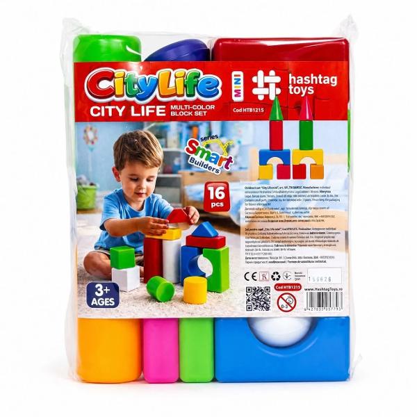 Primele descoperiri in lumea constructiilor incep cu setul colorat &bdquo;City Life &rdquo; Acest set este creat special pentru micii exploratori care adora sa construiasca sa experimenteze si sa inventeze propriile creatii Datorita pieselor mari si colorate copilul poate construi cu usurinta turnuri casute arcade si alte structuri interesante dezvoltandu-si imaginatia si creativitatea Jocul cu acest constructor ajuta la dezvoltarea motricitatii fine coordonarii miscarilor gandirii 