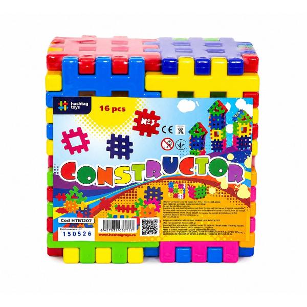 Setul pentru copii &bdquoConstructor Puzzle Nr 3&rdquo este un constructor colorat alcatuit din 16 piese mari conceput pentru a dezvolta creativitatea gandirea logica si imaginatia copilului Datorita formei originale a pieselor cei mici pot construi cuburi casute turnuri garduri figuri geometrice si numeroase alte modele tridimensionale Joaca cu acest constructor contribuie la dezvoltarea motricitatii fine coordonarii miscarilor atentiei rabdarii si creativitatii 