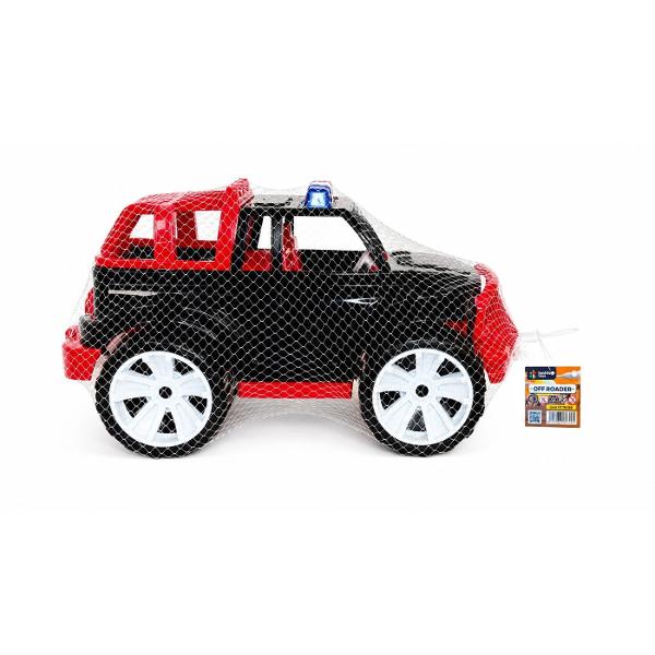 Jeepul de jucarie pentru copii este potrivit pentru jocuri active atat in interior cat si in exterior Datorita dimensiunii sale generoase si rotilor mari masinuta poate fi folosita cu usurinta pe diferite suprafete in curte in parc in nisipar sau acasa Modelul are un design atractiv inspirat de un vehicul de teren cu caroserie rezistenta bara de protectie roti stabile si elemente decorative pe acoperis Forma masinutei este adaptata pentru mainile copiilor fiind usor de impins 
