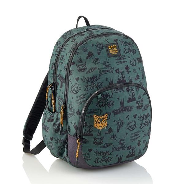 Ghizdan 41 cm cu 3 compartimente Miquelrius Oslo din materiale reciclate Not Boring Green MR19800
