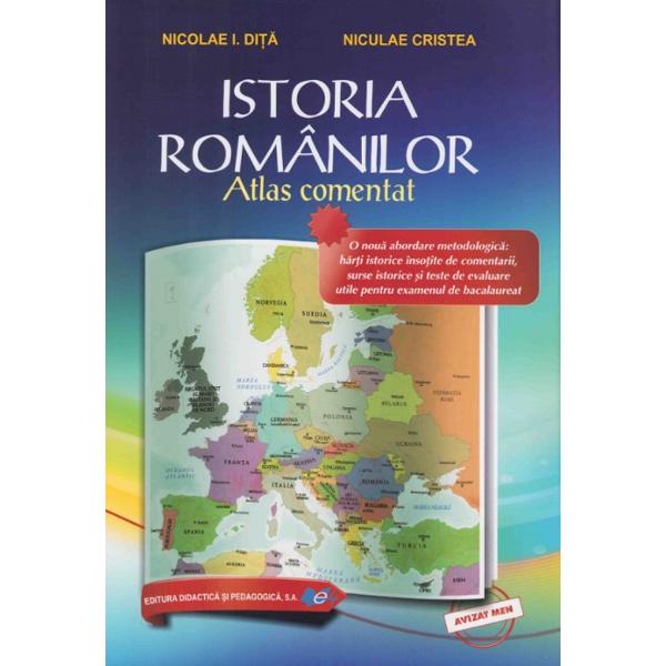 Istoria Romanilor Atlas comentat reprezinta o noua abordare metodologica in care hartile istorice sunt insotite de comentarii surse istorice si teste de evaluare utile pentru pregatirea examenului de bacalaureat Structurarea atlasului pe noua capitole respectand programa de bacalaureat constituie un ajutor pentru elevi si cadrele didactice care predau istoria Hartile insotite de legende sugestive sunt completate de sinteze succinte si accesibile Rubrica &bdquo;Stiati ca&rdquo; 