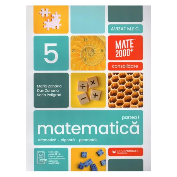 Acest auxiliar didactic este aprobat pentru utilizarea in unitatile de invataman preuniversitar prin OME nr 417409042024 Lucrarea este elaborata in conformitate cu Programa scola in vigoare pentru clasa a V-a aprobata prin OMEN nr 339328022017 Seria de lucrati Mate 2000 consolidare destinata claselor de gimnaziu respecta toate cerintele programei referitoare la competente generale competente specifice si continuturi oferind sugestii metodologice dintre cele mai atractive Pentru a 
