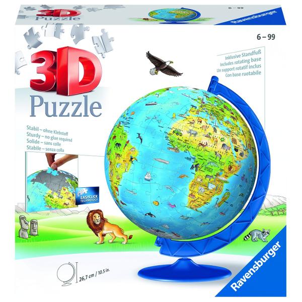 Construieste structuri 3D deosebite cu puzzle-urile 3D de la Ravensburger Descopera modul tridimensional de asamblare a puzzle-urilor piesele sunt realizate dintr-un plastic rigid care permite mentinerea constructiei fara a folosi lipici Obiectele asamblate nu se desfac in straturi iar piesele se fixeaza ferm intre ele Pe partea interioara a fiecarui puzzle este imprimat un numar astfel incat modelul se construieste urmand ordinea elementelor Materialul folosit la producerea pieselor este 