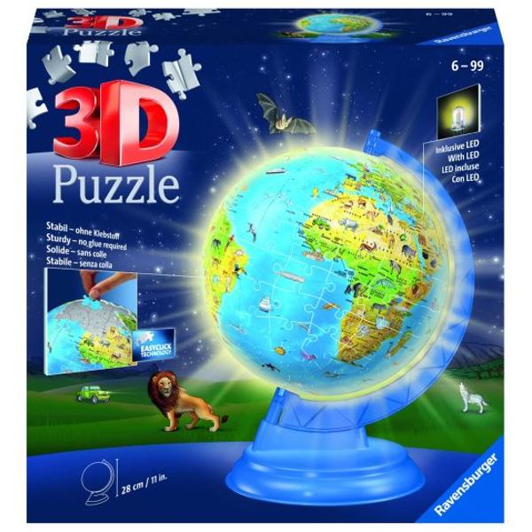 Puzzle 3D Ravensburger &ndash; Globul P&259;m&acirc;ntesc 188 pieseDescoper&259; lumea &icirc;ntr-un mod interactiv cu Puzzle-ul 3D Ravensburger &ndash; Globul P&259;m&acirc;ntesc Acest puzzle educativ &icirc;i invit&259; pe copii s&259; construiasc&259; un glob tridimensional spectaculos &icirc;n timp ce &icirc;nva&539;&259; despre continente &539;&259;ri ora&537;e &537;i animalele specifice fiec&259;rei regiuniConstruie&537;te un glob 3D impresionantbr 