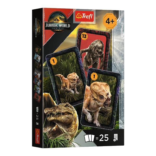 Joc de carti inspirat din universul Jurassic World este o alegere ideala pentru copii care iubesc dinozaurii si jocurile rapide de strategie Setul contine 25 de carti ilustrate cu personaje si creaturi preistorice oferind o experienta de joc dinamica si usor de inteles Cartile sunt realizate din carton rezistent cu grafica atractiva si culori intense fiind potrivite pentru joaca repetata Jocul contribuie la dezvoltarea atentiei memoriei si gandirii logice fiind potrivit pentru sesiuni de 
