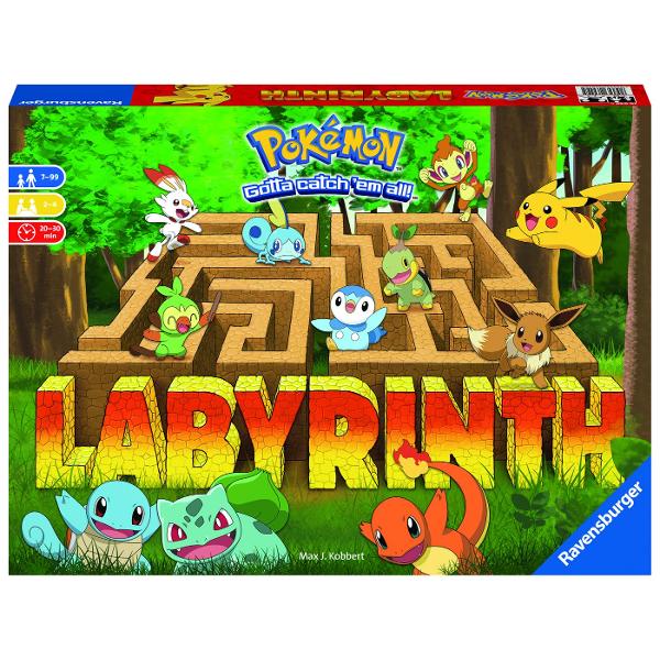 Jocul Pokemon Labirint ii provoaca pe jucatori sa exploreze un labirint aflat in continua schimbare pentru a gasi personajele Pokemon preferate La fiecare tura o piesa este introdusa pe tabla pentru a deplasa culoarele si a crea un traseu nou dupa care jucatorul isi muta pionul spre obiectivul dorit Jocul dezvolta gandirea strategica atentia si capacitatea de planificare oferind de fiecare data o experienta diferita Potrivit pentru 2-4 jucatori cu varsta intre 7 si 99 de ani Durata 