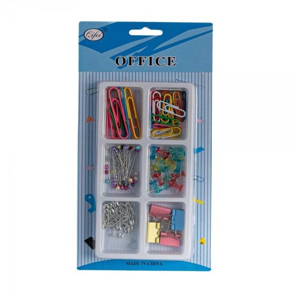 Setul de accesorii pentru birou CNX 129 piese diverse culori&nbsp;este alegerea ideal&259; pentru organizarea eficient&259; a documentelor &537;i activit&259;&539;ilor de zi cu zi Setul con&539;ine&nbsp;agrafe ace cu g&259;m&259;lie ace pentru tabl&259; &537;i clipsuri &icirc;n culori variate fiind potrivit pentru birouri &537;coli institu&539;ii sau utilizare acas&259; Accesoriile sunt fabricate din materiale 