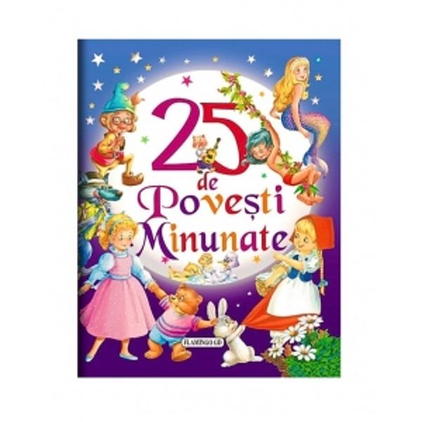 Cartea contine 25 de povesti ilustrate1 Scufita Rosie2 Alba ca Zapada3 Bambi4 Aladin5 Cei trei purcelusi6 Frumoasa adormita7 Mica Sirena8 Cenusareasa9 Ratusca cea urata10 Soricica increzuta11 Peter Pan12 Alice in Tara Minunilor13 Cartea Junglei14 Pinocchio15 Motanul Incaltat16 Cei sapte iezi17 Frumoasa si Bestia18 
