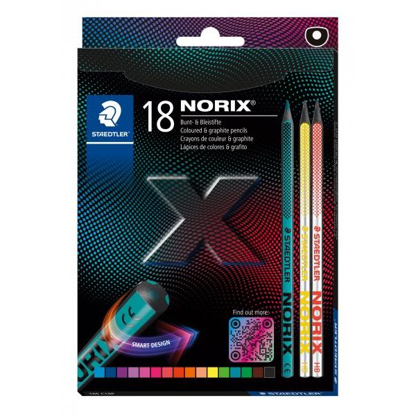 Creioane colorate cu 18 culori Staedtler Norix ST-186-C18P